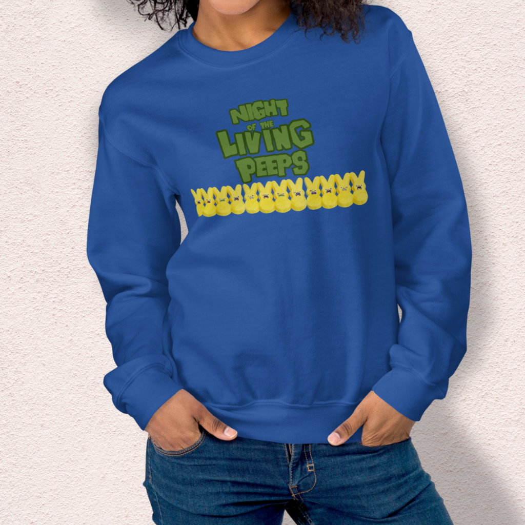 Night of the Living Peeps Sweatshirt | Zombie Peeps Easter Crewneck | Funny Horror Easter Candy Sweatshirt | Spooky Spring Graphic
