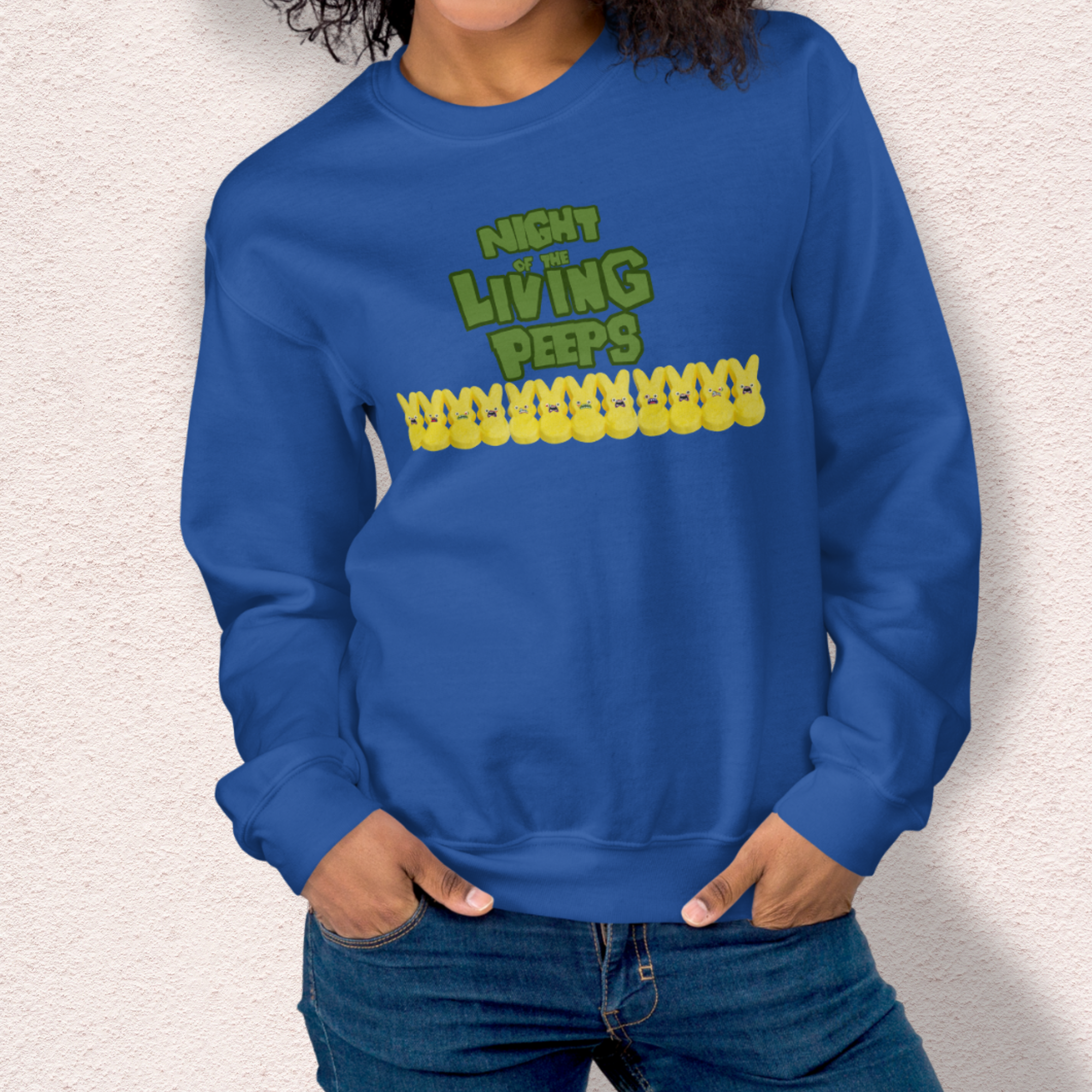 Night of the Living Peeps Sweatshirt | Zombie Peeps Easter Crewneck | Funny Horror Easter Candy Sweatshirt | Spooky Spring Graphic