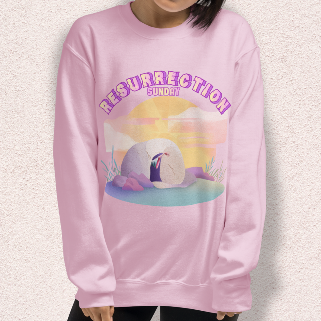 Resurrection Sunday Sweatshirt | Christian Easter Zombie Tomb Graphic | Funny Faith Easter Crewneck | Spooky Resurrection Sweatshirt