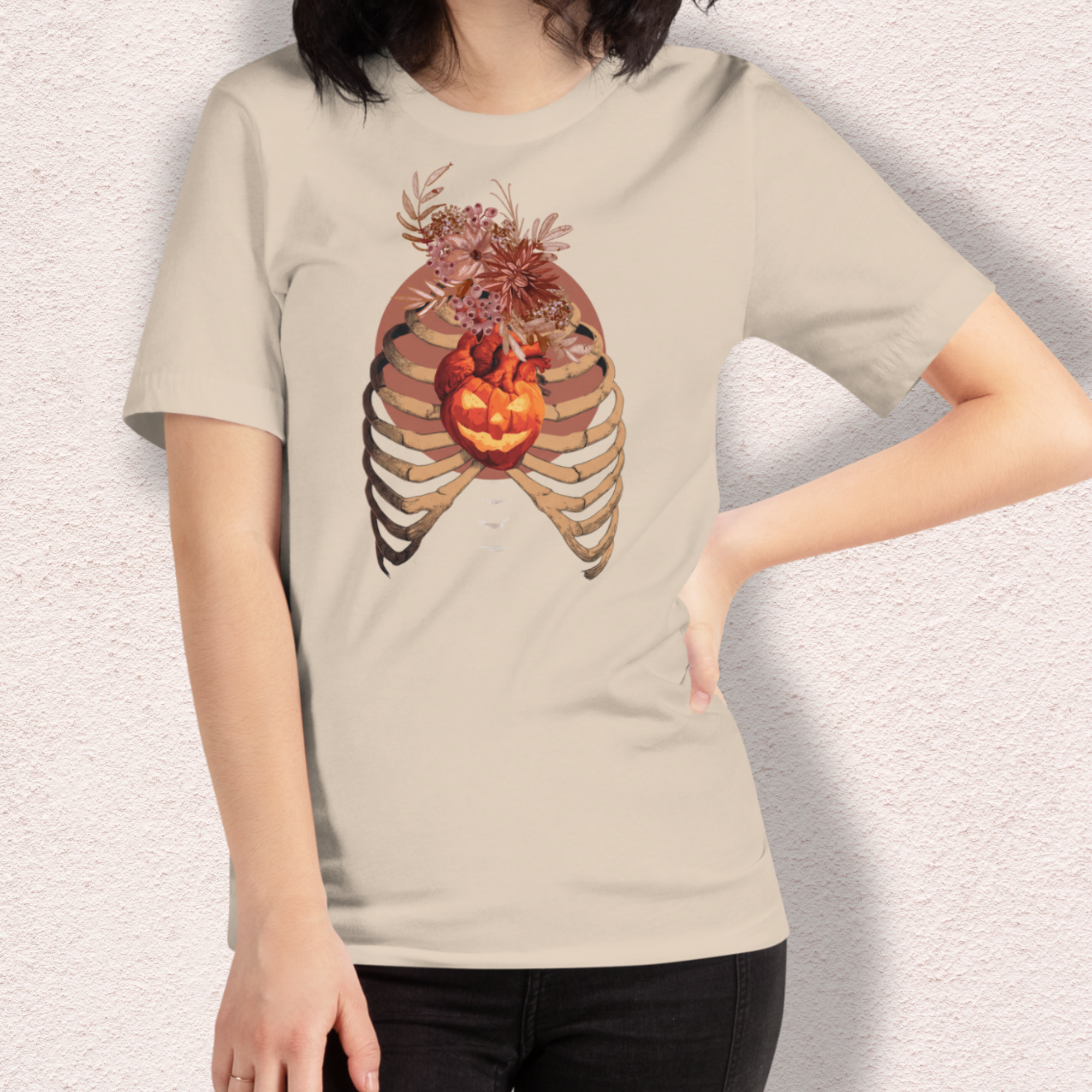 A Fall’s Heart Tee | Skeleton Pumpkin Halloween Shirt | Bella+Canvas Spooky Autumn Graphic Tee