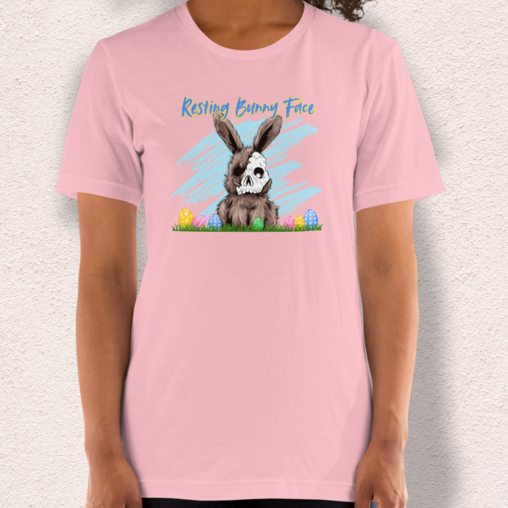 Resting Bunny Face Skeleton Bunny Tee | Funny Dark Humor Easter Shirt | Creepy Easter Bunny Skull Graphic | Bella+Canvas Unisex T-Shirt