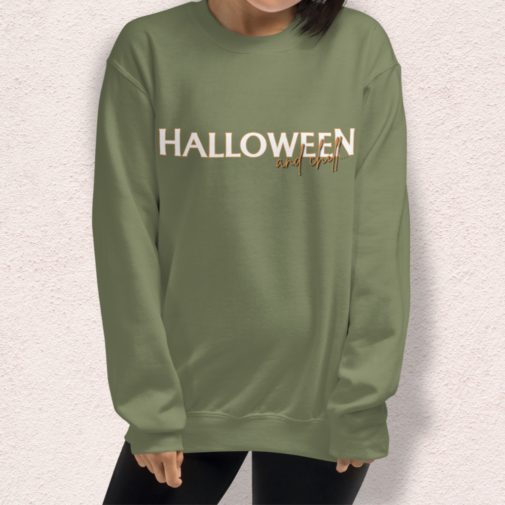 Halloween and Chill Crewneck Sweatshirt | Cozy Fall Loungewear