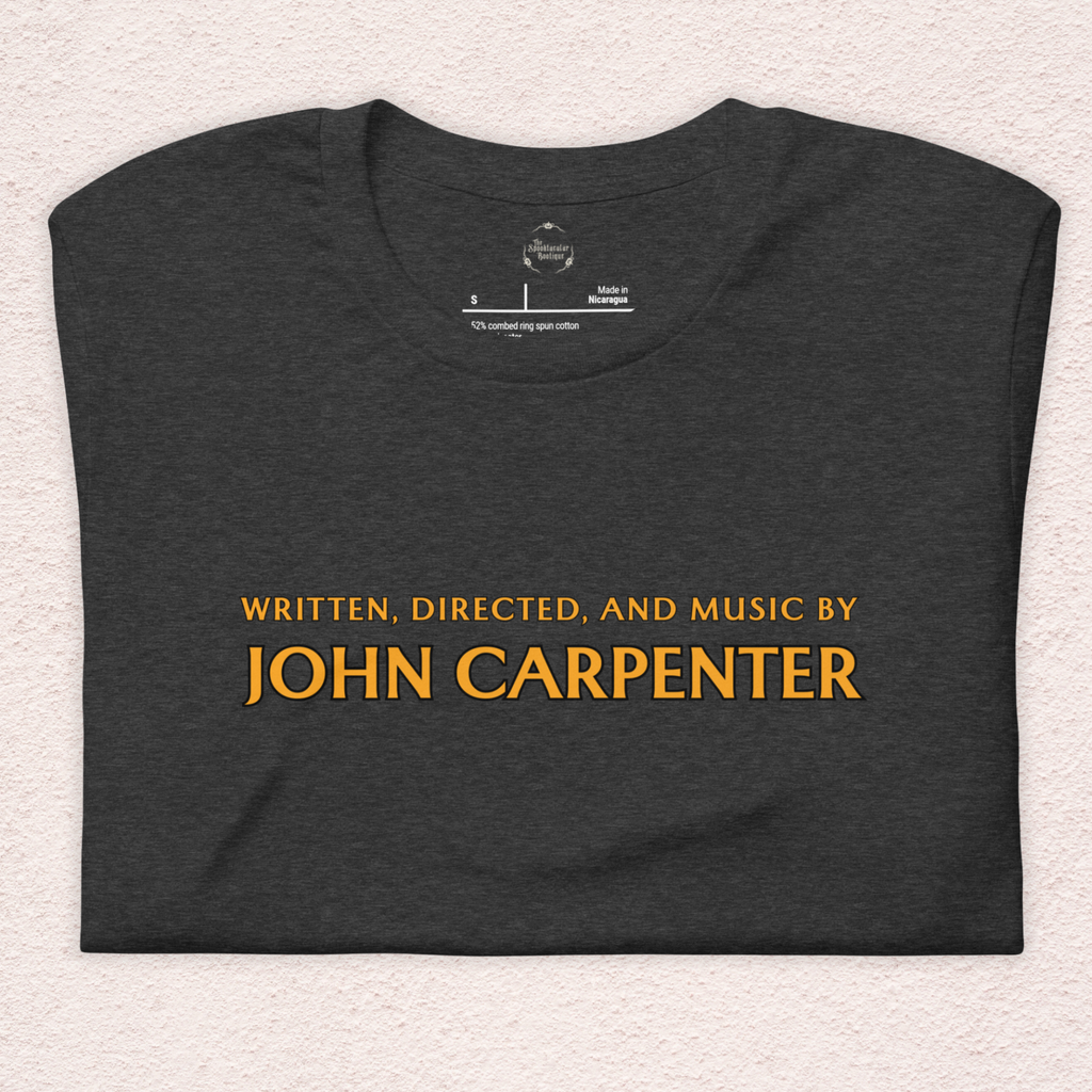 Written, Directed,& Music by John Carpenter Tee | Unisex Horror Film Lover Shirt
