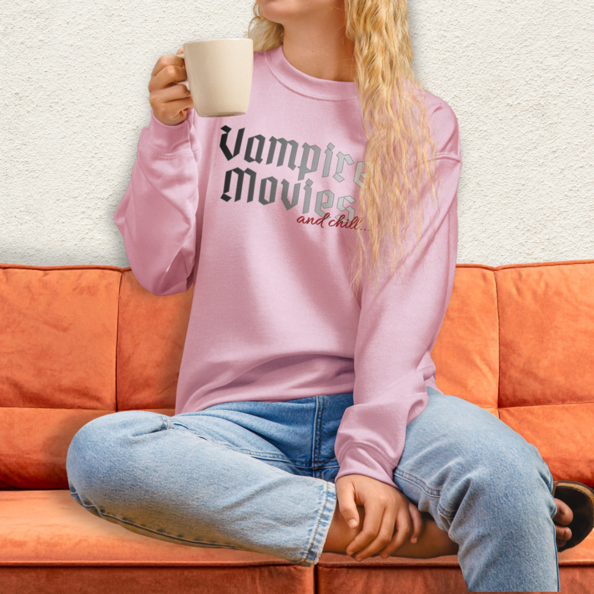 Vampire Movies & Chill Crewneck Sweatshirt | Cozy Gothic Romance Loungewear