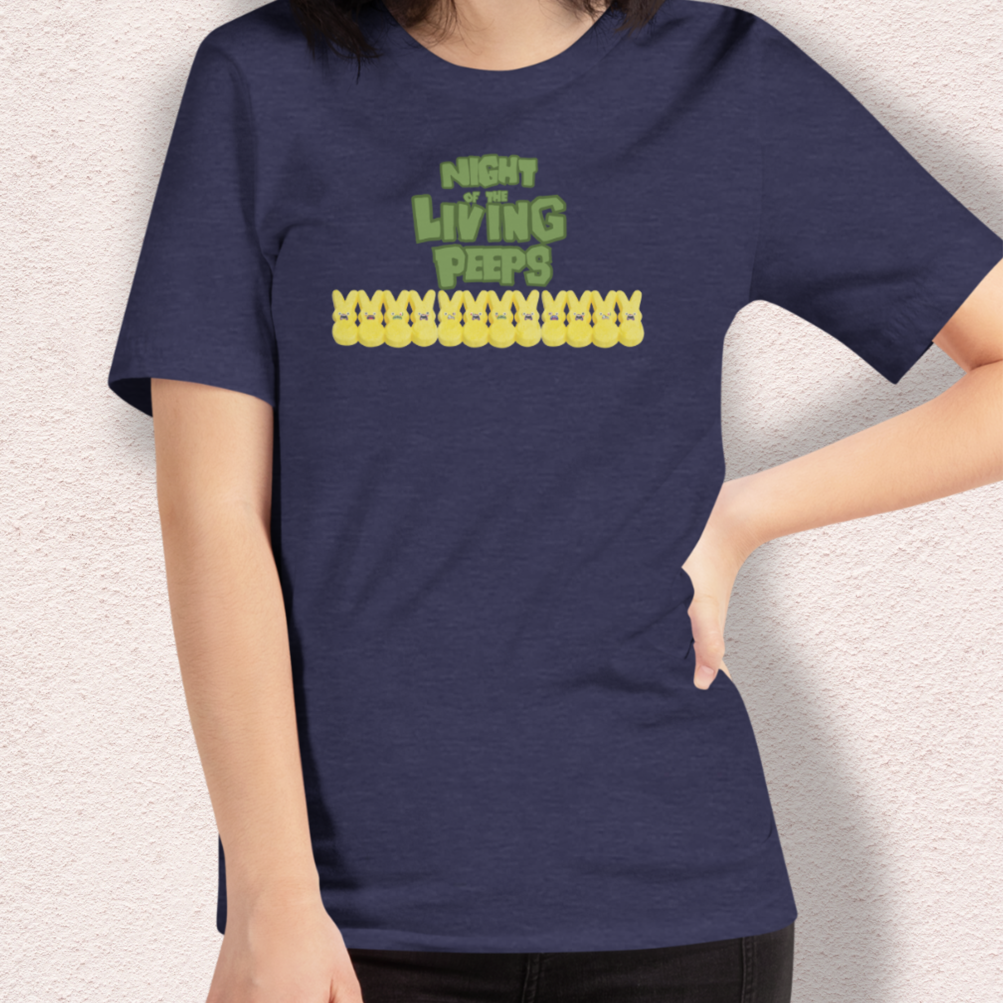 Night of the Living Peeps Easter Tee | Funny Zombie Marshmallow Bunny Shirt | Spooky Easter Candy Graphic | Bella+Canvas Unisex T-Shirt