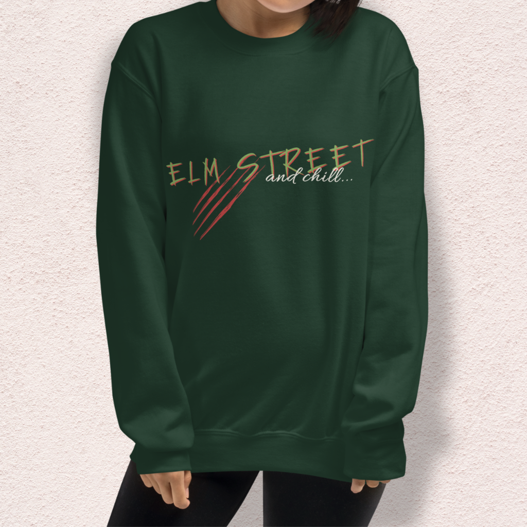 Elm Street and Chill Crewneck | Cozy Horror Movie Sweatshirt