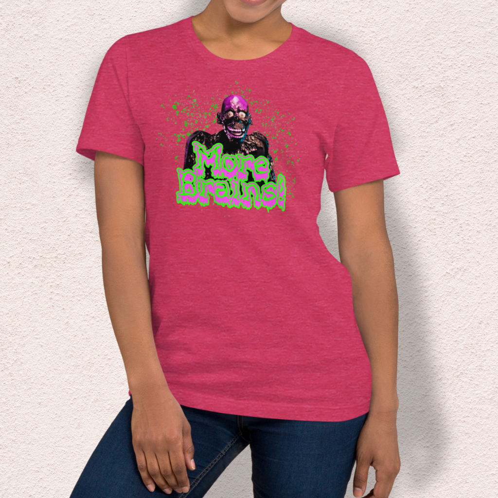 More Brains Tee | Unisex Neon 80s Zombie Horror Graphic Shirt