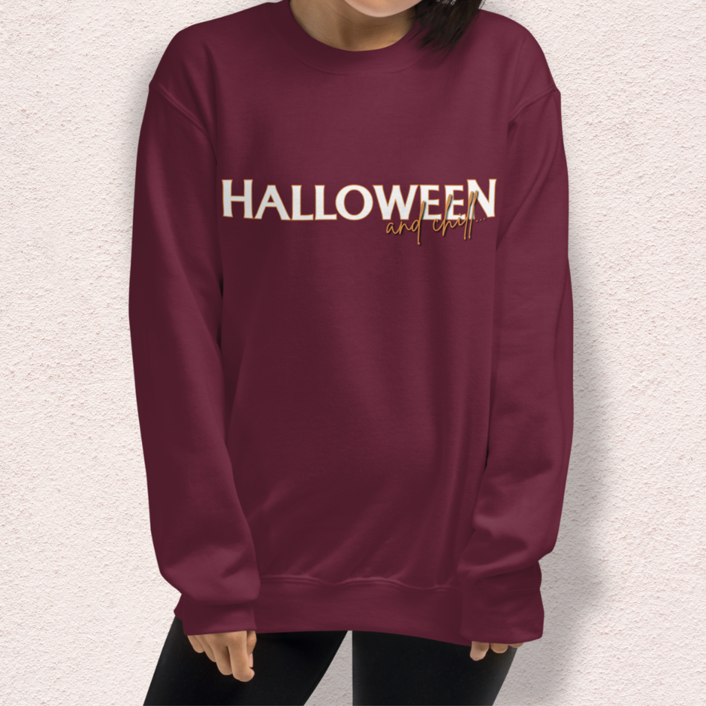 Halloween and Chill Crewneck Sweatshirt | Cozy Fall Loungewear