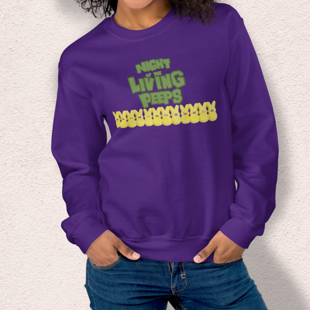 Night of the Living Peeps Sweatshirt | Zombie Peeps Easter Crewneck | Funny Horror Easter Candy Sweatshirt | Spooky Spring Graphic
