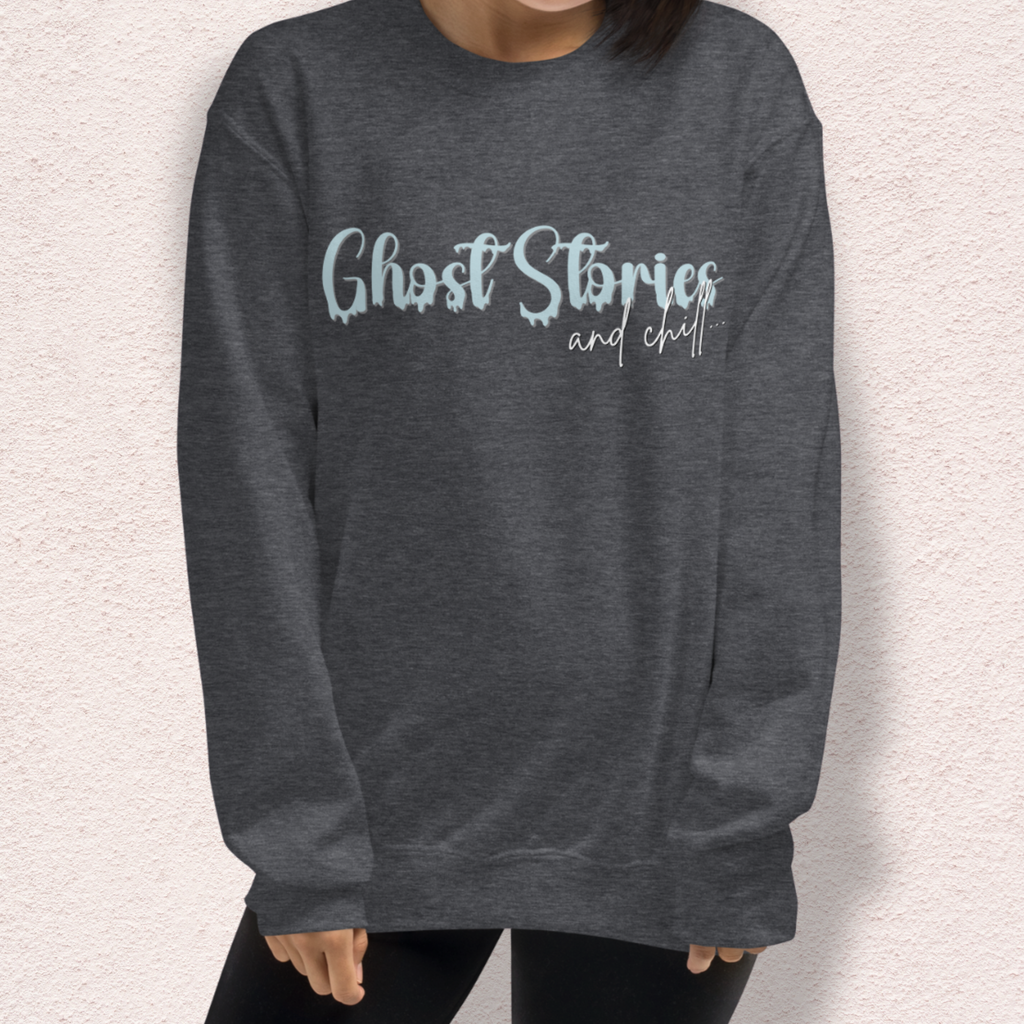 Ghost Stories & Chill Sweatshirt | Cozy Paranormal Horror Crewneck | Gildan Heavy Blend Spooky Sweatshirt
