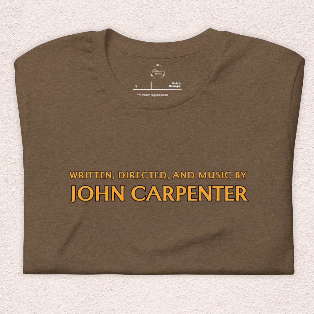 Written, Directed,& Music by John Carpenter Tee | Unisex Horror Film Lover Shirt