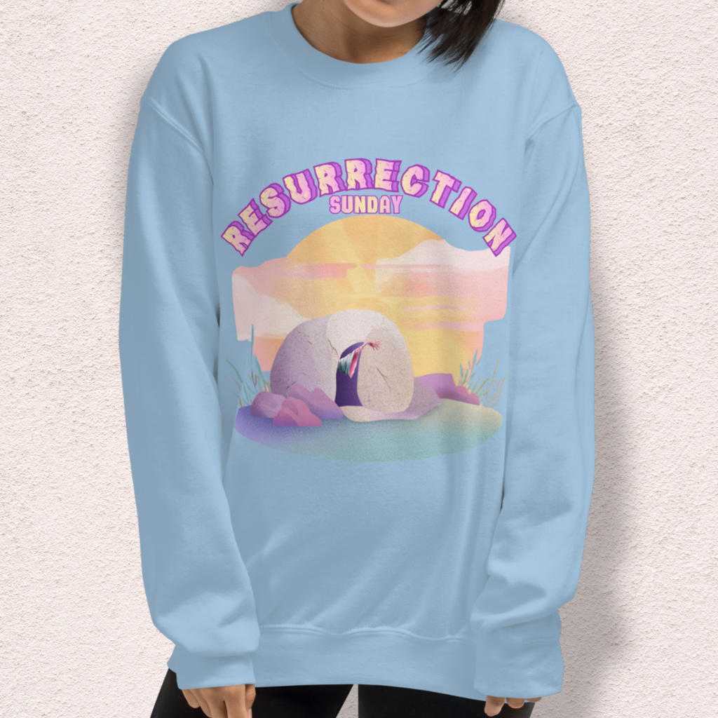 Resurrection Sunday Sweatshirt | Christian Easter Zombie Tomb Graphic | Funny Faith Easter Crewneck | Spooky Resurrection Sweatshirt