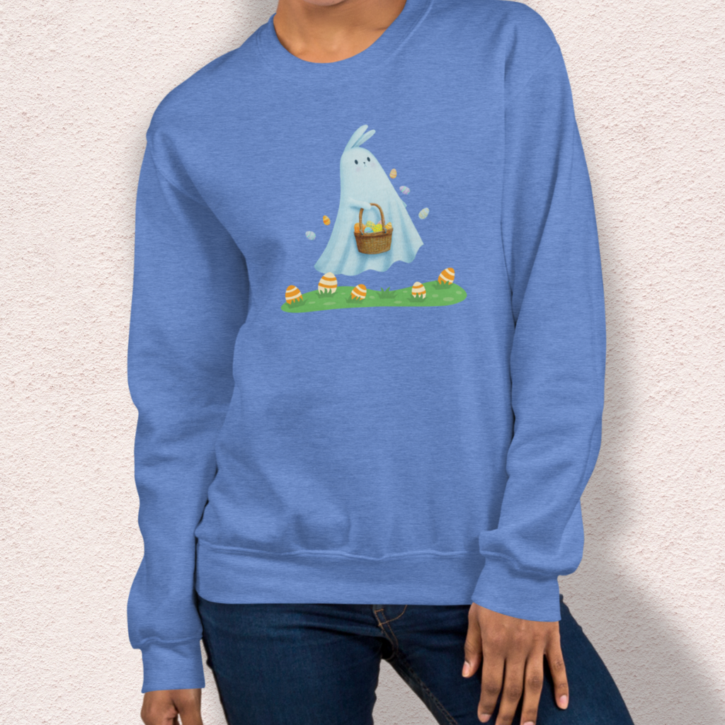 Ghost Easter Bunny Sweatshirt | Spooky Easter Bunny Crewneck | Cute Creepy Spring Bunny Sweatshirt | Pastel Goth Easter Graphic