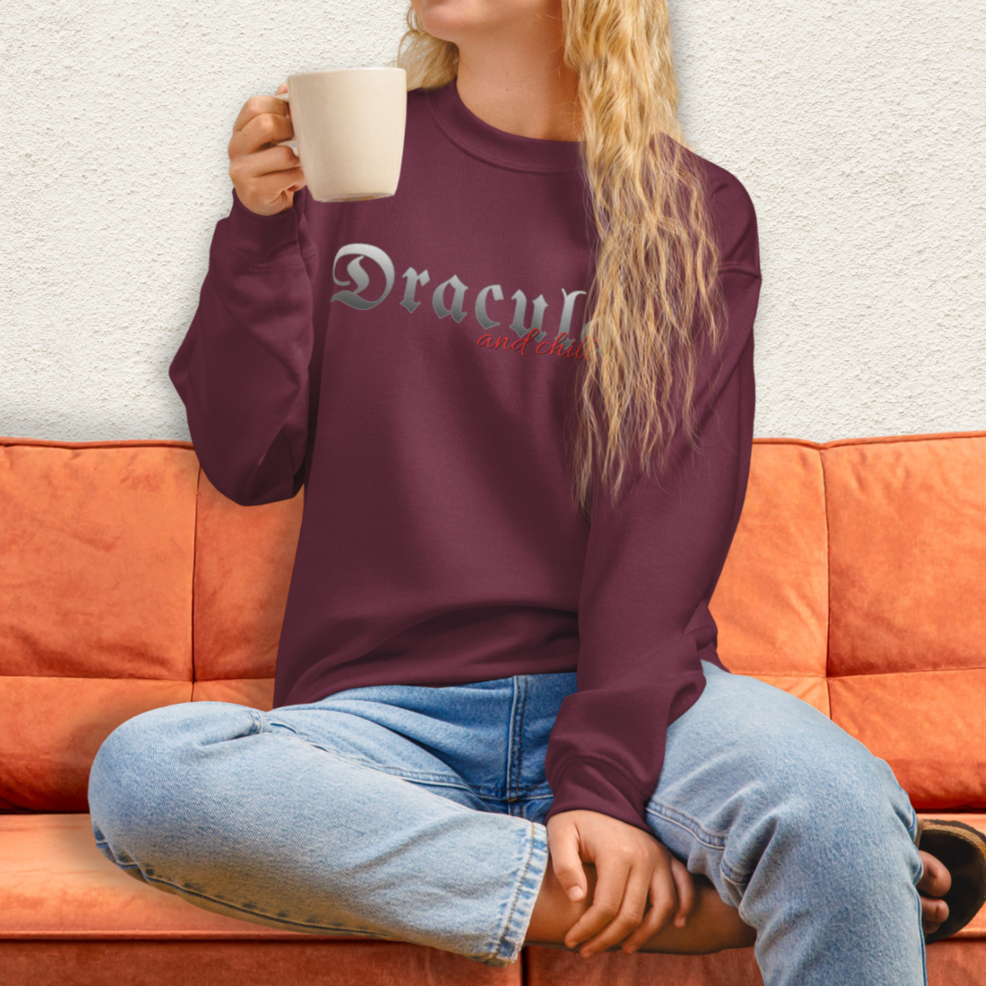 Dracula & Chill Crewneck Sweatshirt | Cozy Gothic Romance Loungewear