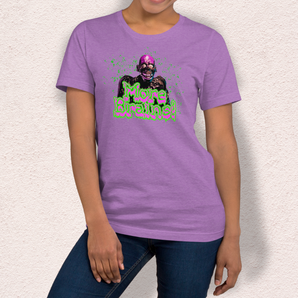 More Brains Tee | Unisex Neon 80s Zombie Horror Graphic Shirt