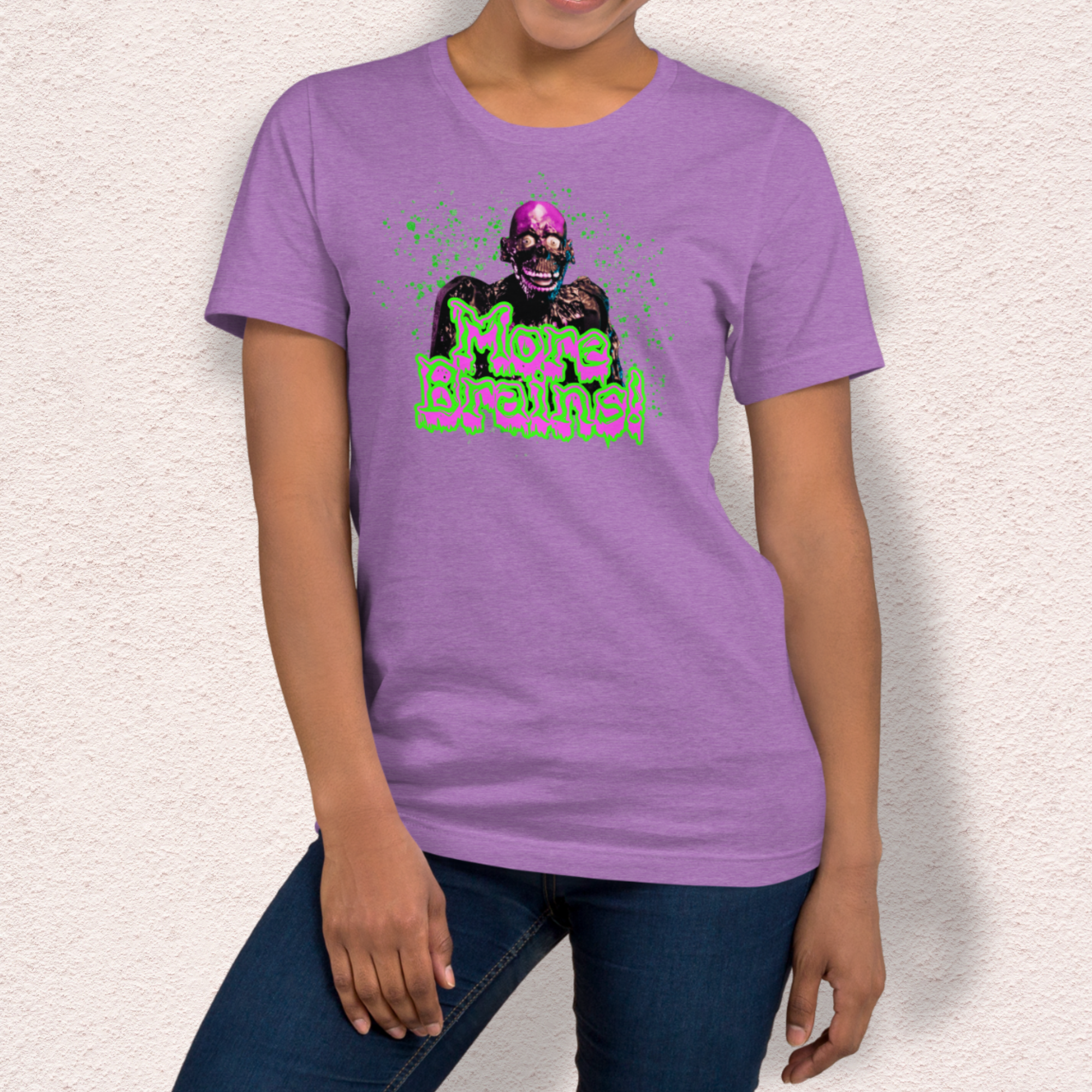 More Brains Tee | Unisex Neon 80s Zombie Horror Graphic Shirt