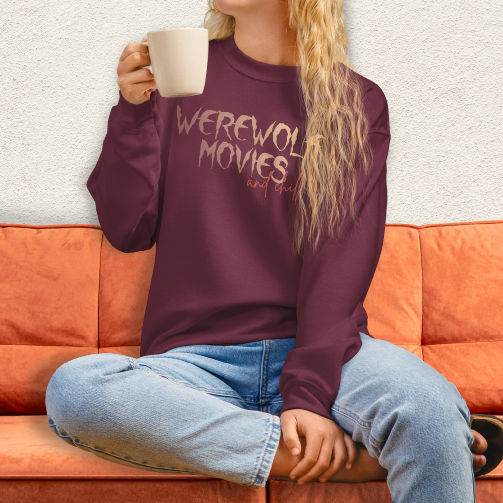 Werewolf Movies & Chill Crewneck Sweatshirt | Gothic Moonlight Loungewear