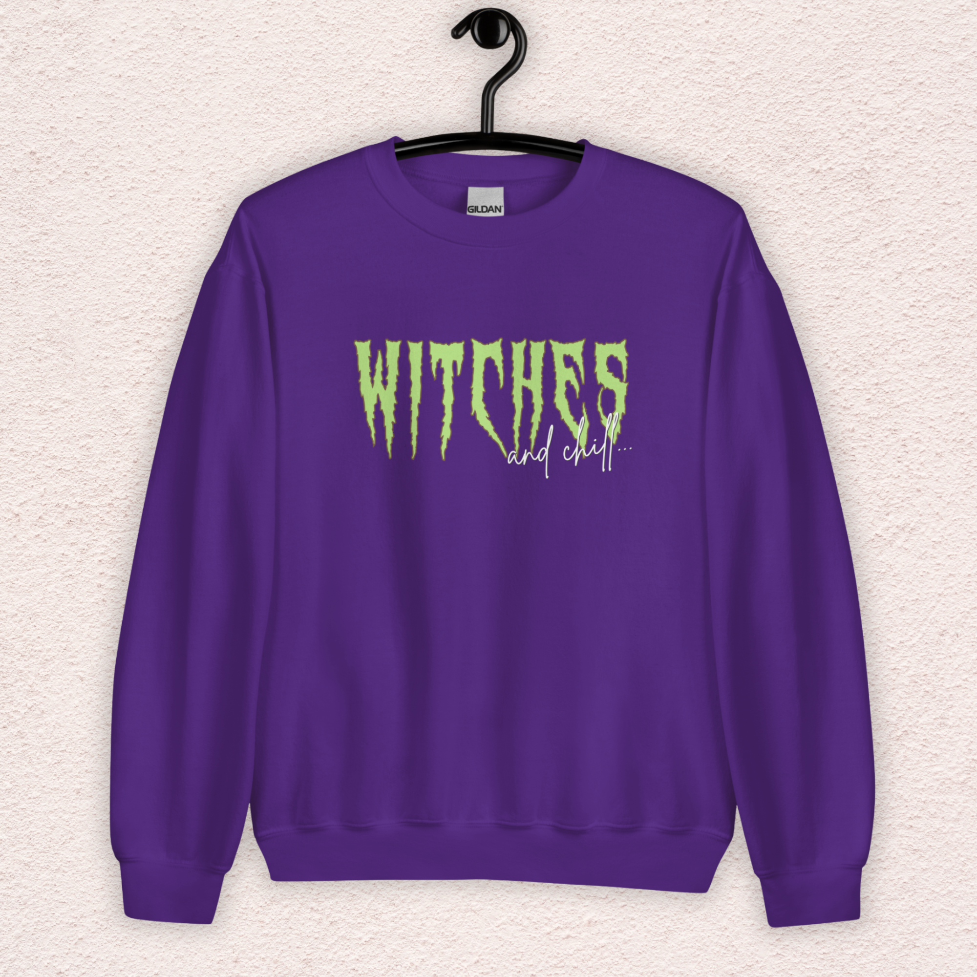 Witches & Chill Sweatshirt | Spooky Witch Aesthetic Crewneck | Gildan Heavy Blend Halloween Sweatshirt