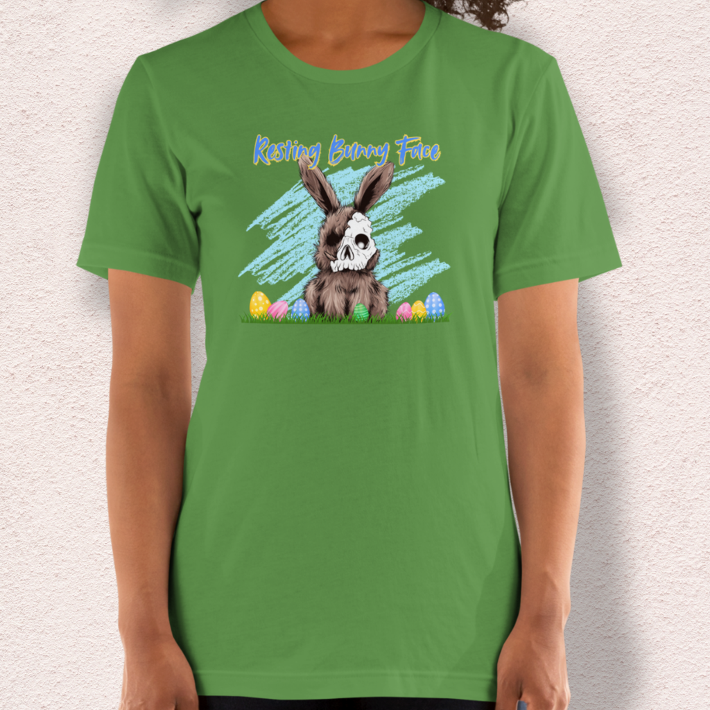 Resting Bunny Face Skeleton Bunny Tee | Funny Dark Humor Easter Shirt | Creepy Easter Bunny Skull Graphic | Bella+Canvas Unisex T-Shirt