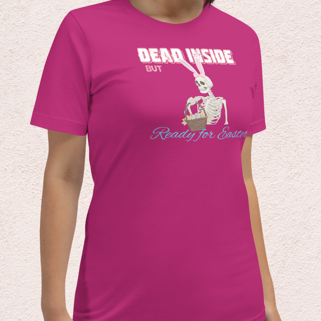 Dead Inside But Ready for Easter Skeleton Bunny Shirt | Funny Easter Skeleton Tee | Spooky Pastel Goth Easter Shirt | Bella+Canvas Unisex Graphic Tee