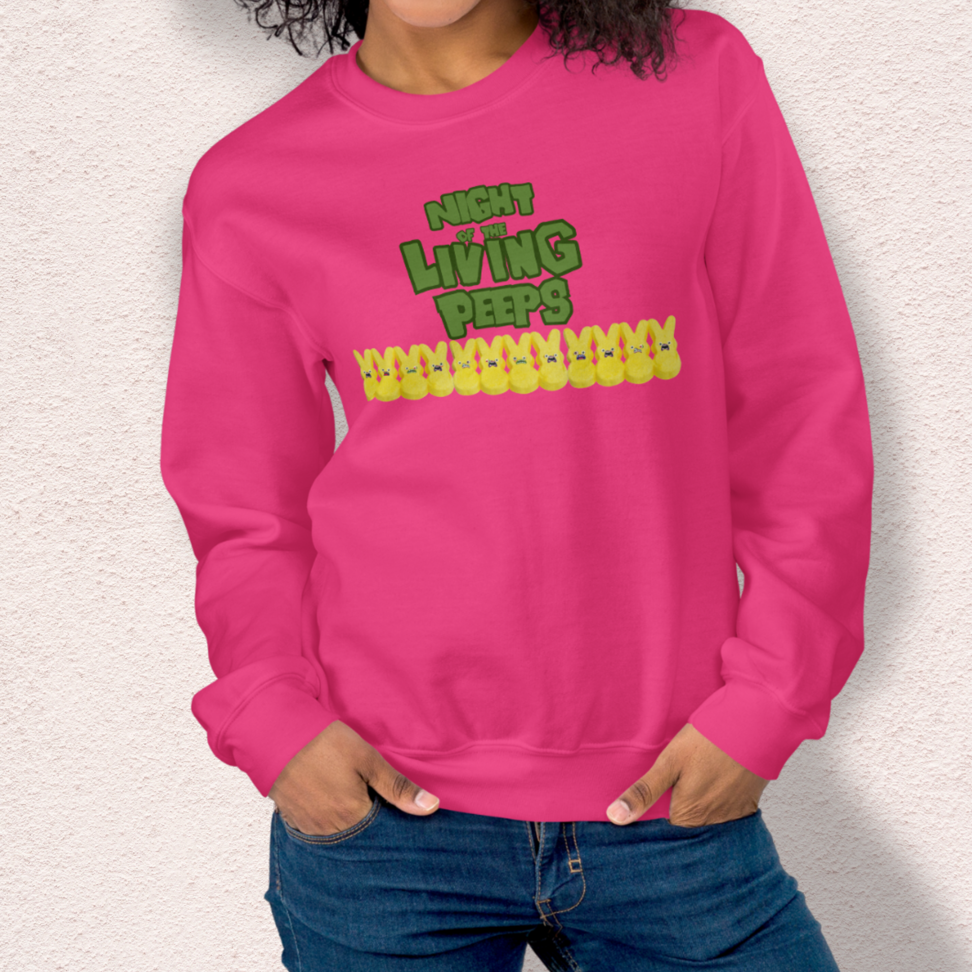 Night of the Living Peeps Sweatshirt | Zombie Peeps Easter Crewneck | Funny Horror Easter Candy Sweatshirt | Spooky Spring Graphic