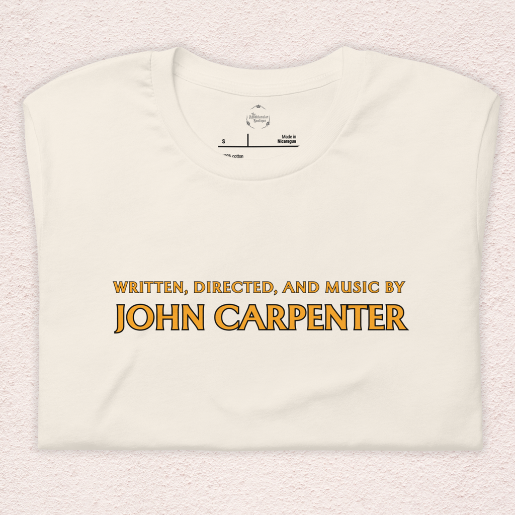 Written, Directed,& Music by John Carpenter Tee | Unisex Horror Film Lover Shirt