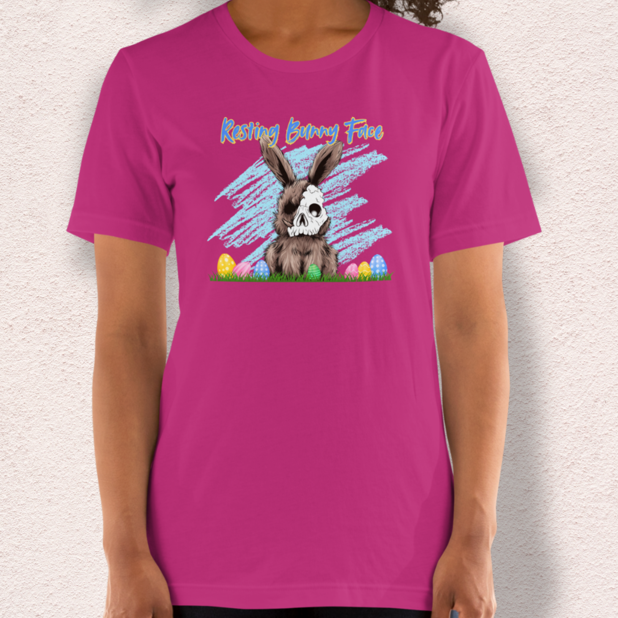 Resting Bunny Face Skeleton Bunny Tee | Funny Dark Humor Easter Shirt | Creepy Easter Bunny Skull Graphic | Bella+Canvas Unisex T-Shirt