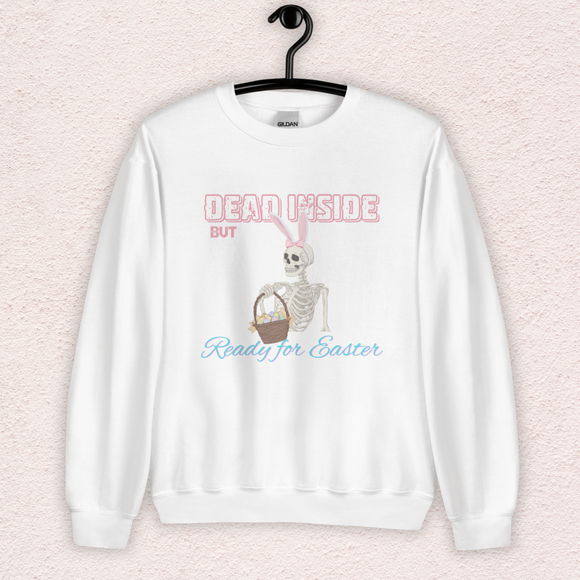 Dead Inside but Ready for Easter Sweatshirt | Funny Skeleton Bunny Crewneck | Spooky Easter Skeleton Sweatshirt | Dark Humor Easter Shirt