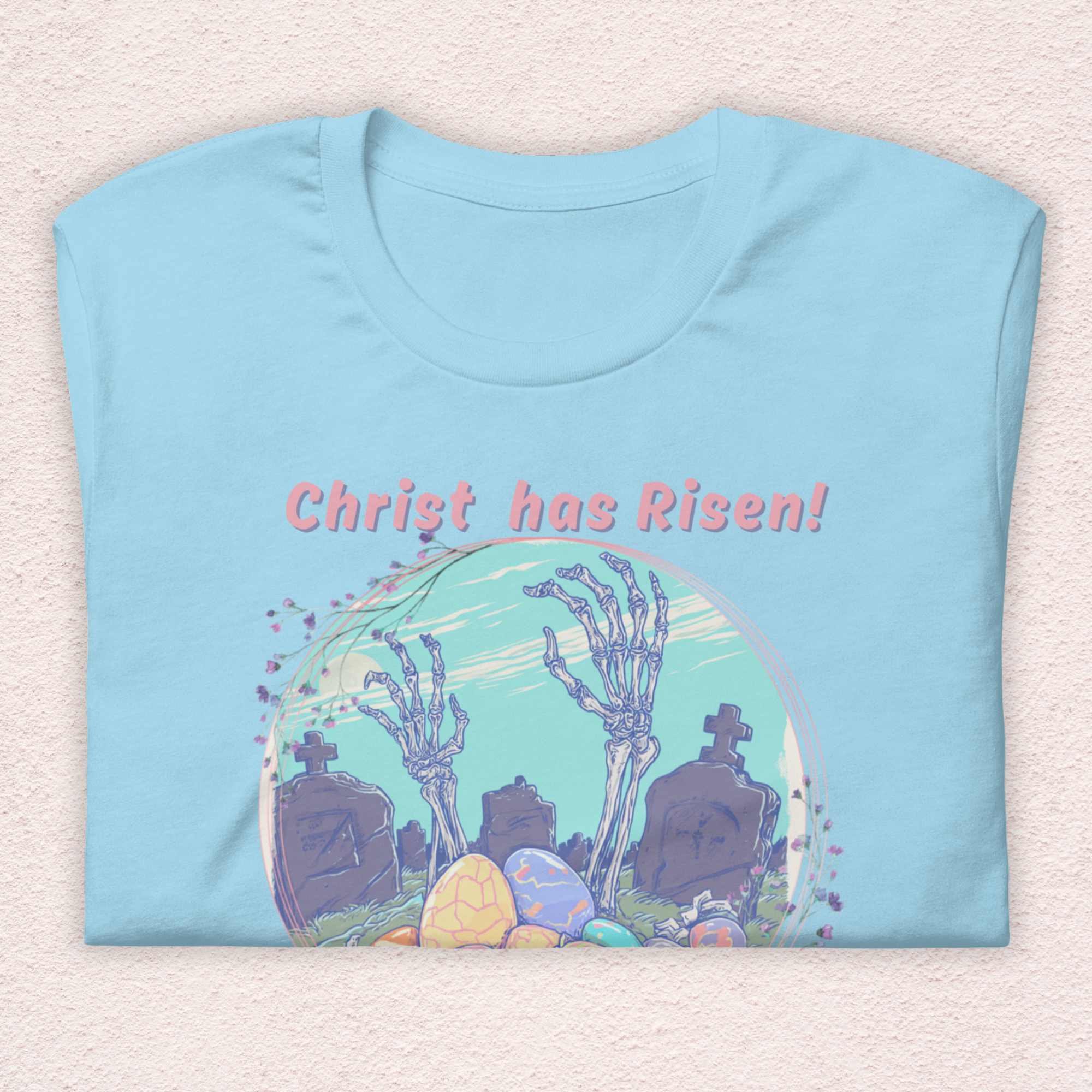 Christ Has Risen… and So Have They T-Shirt | Funny Horror Easter Tee | Skeleton Grave Easter Graphic | Bella+Canvas Unisex Shirt