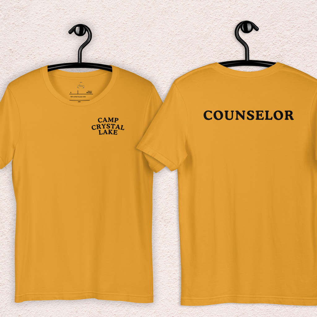 Camp Crystal Lake Counselor Tee | Unisex Horror Camp Front & Back Shirt