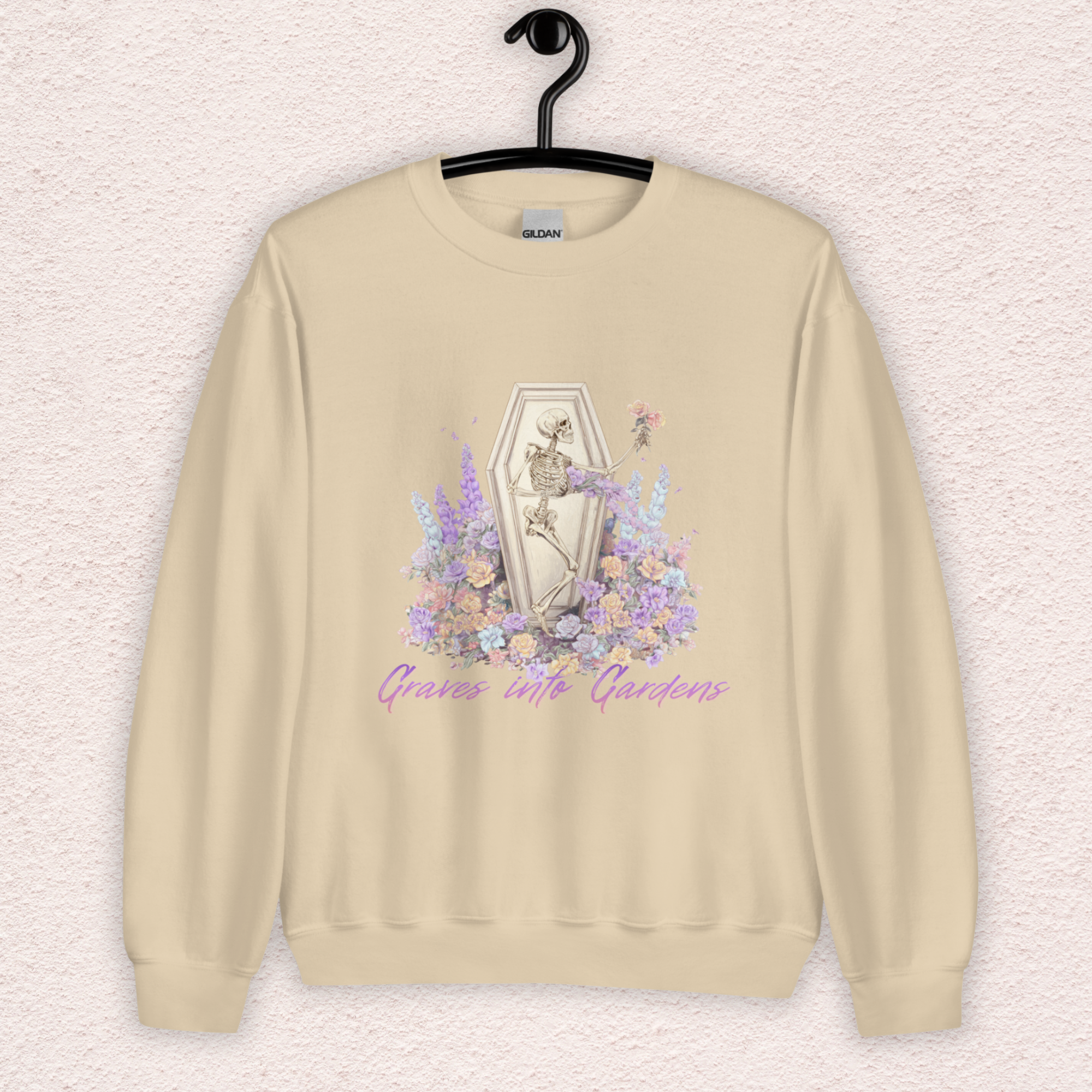 Graves Into Gardens Sweatshirt | Christian Skeleton Graphic Sweatshirt | Floral Resurrection Sweatshirt | Faith Easter Skeleton Crewneck