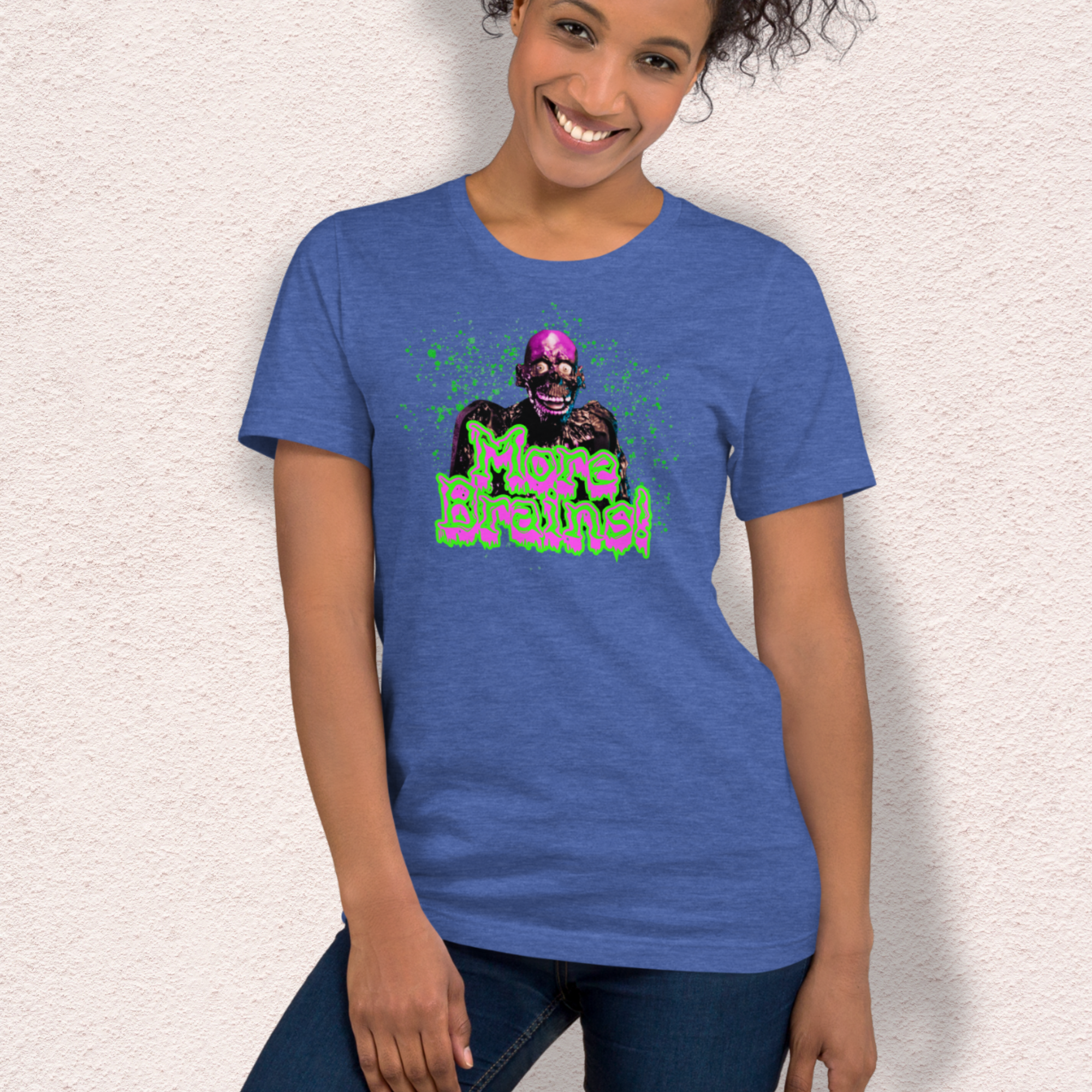 More Brains Tee | Unisex Neon 80s Zombie Horror Graphic Shirt