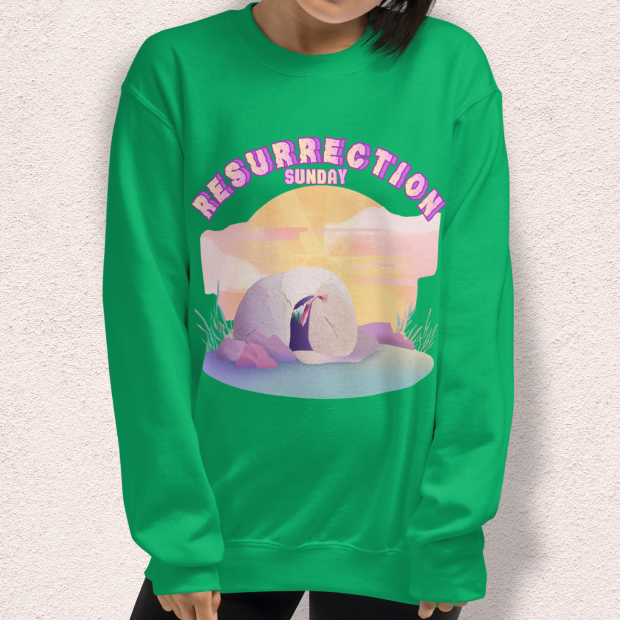 Resurrection Sunday Sweatshirt | Christian Easter Zombie Tomb Graphic | Funny Faith Easter Crewneck | Spooky Resurrection Sweatshirt