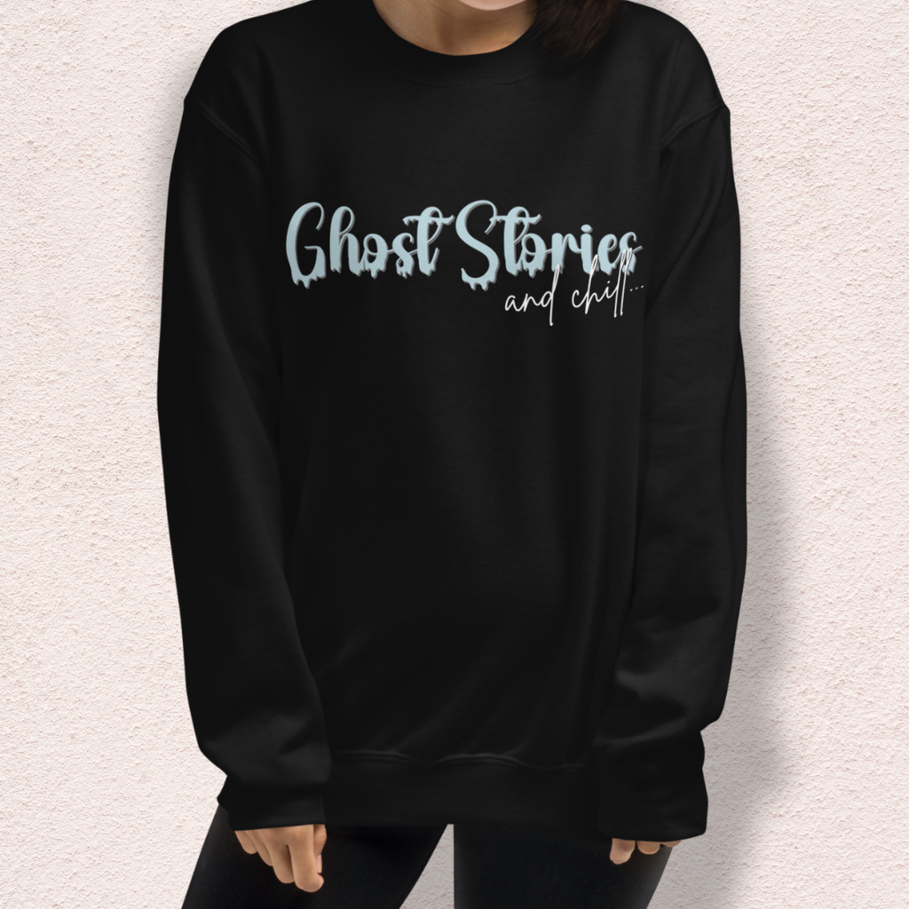 Ghost Stories & Chill Sweatshirt | Cozy Paranormal Horror Crewneck | Gildan Heavy Blend Spooky Sweatshirt