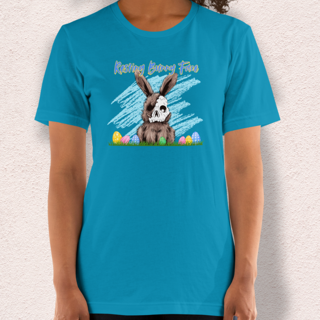 Resting Bunny Face Skeleton Bunny Tee | Funny Dark Humor Easter Shirt | Creepy Easter Bunny Skull Graphic | Bella+Canvas Unisex T-Shirt