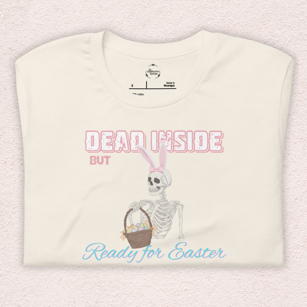 Dead Inside But Ready for Easter Skeleton Bunny Shirt | Funny Easter Skeleton Tee | Spooky Pastel Goth Easter Shirt | Bella+Canvas Unisex Graphic Tee