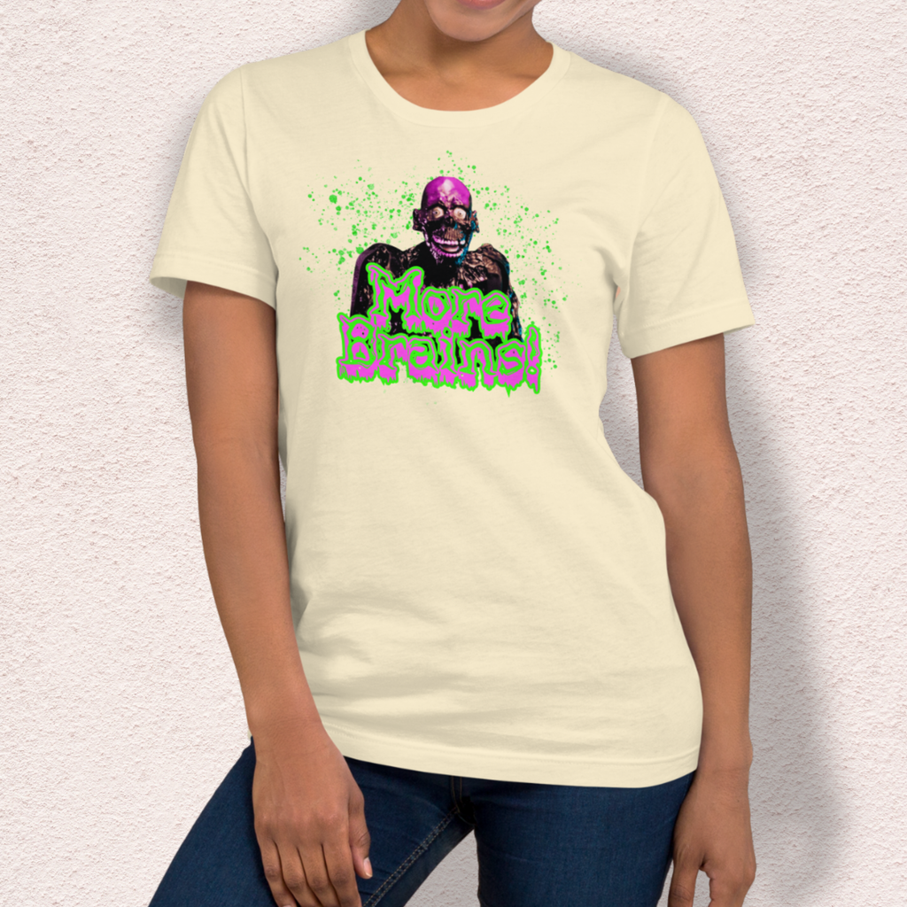 More Brains Tee | Unisex Neon 80s Zombie Horror Graphic Shirt
