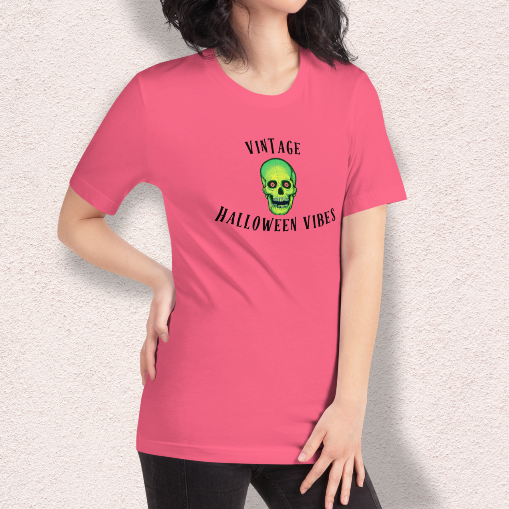 Vintage Halloween Vibes Tee | Unisex Retro Green Skull Graphic Shirt