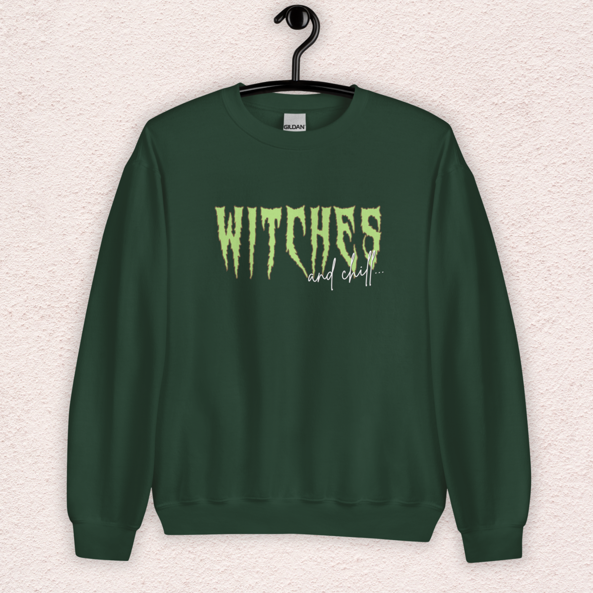 Witches & Chill Sweatshirt | Spooky Witch Aesthetic Crewneck | Gildan Heavy Blend Halloween Sweatshirt
