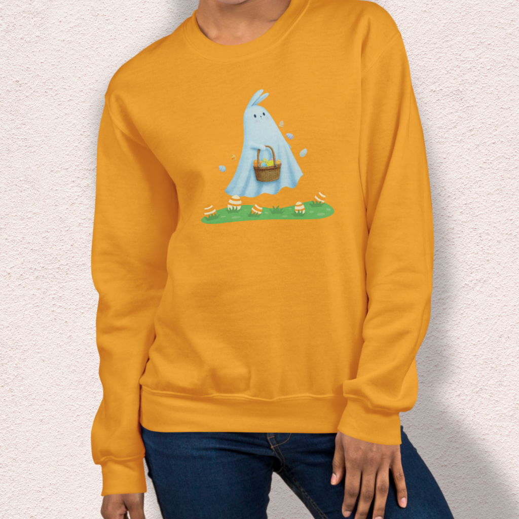 Ghost Easter Bunny Sweatshirt | Spooky Easter Bunny Crewneck | Cute Creepy Spring Bunny Sweatshirt | Pastel Goth Easter Graphic