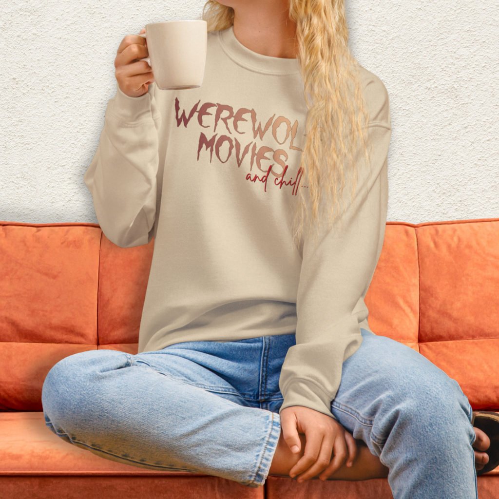 Werewolf Movies & Chill Crewneck Sweatshirt | Gothic Moonlight Loungewear