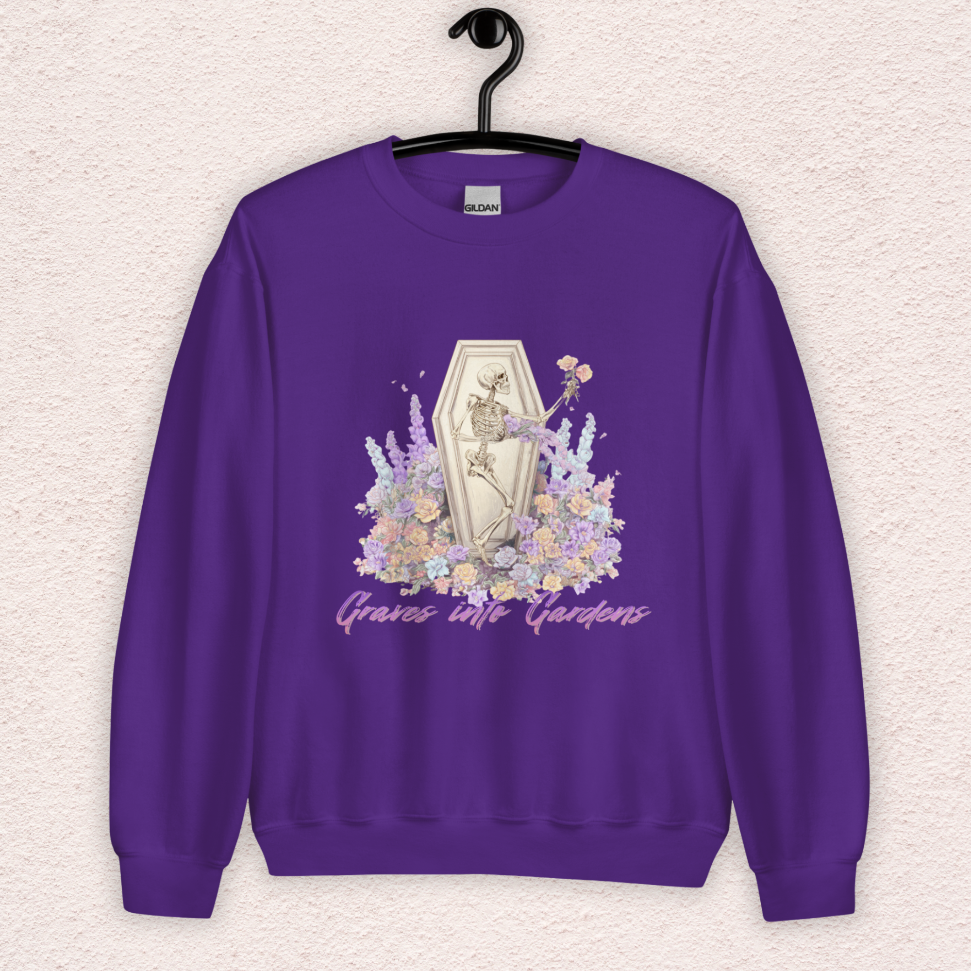 Graves Into Gardens Sweatshirt | Christian Skeleton Graphic Sweatshirt | Floral Resurrection Sweatshirt | Faith Easter Skeleton Crewneck