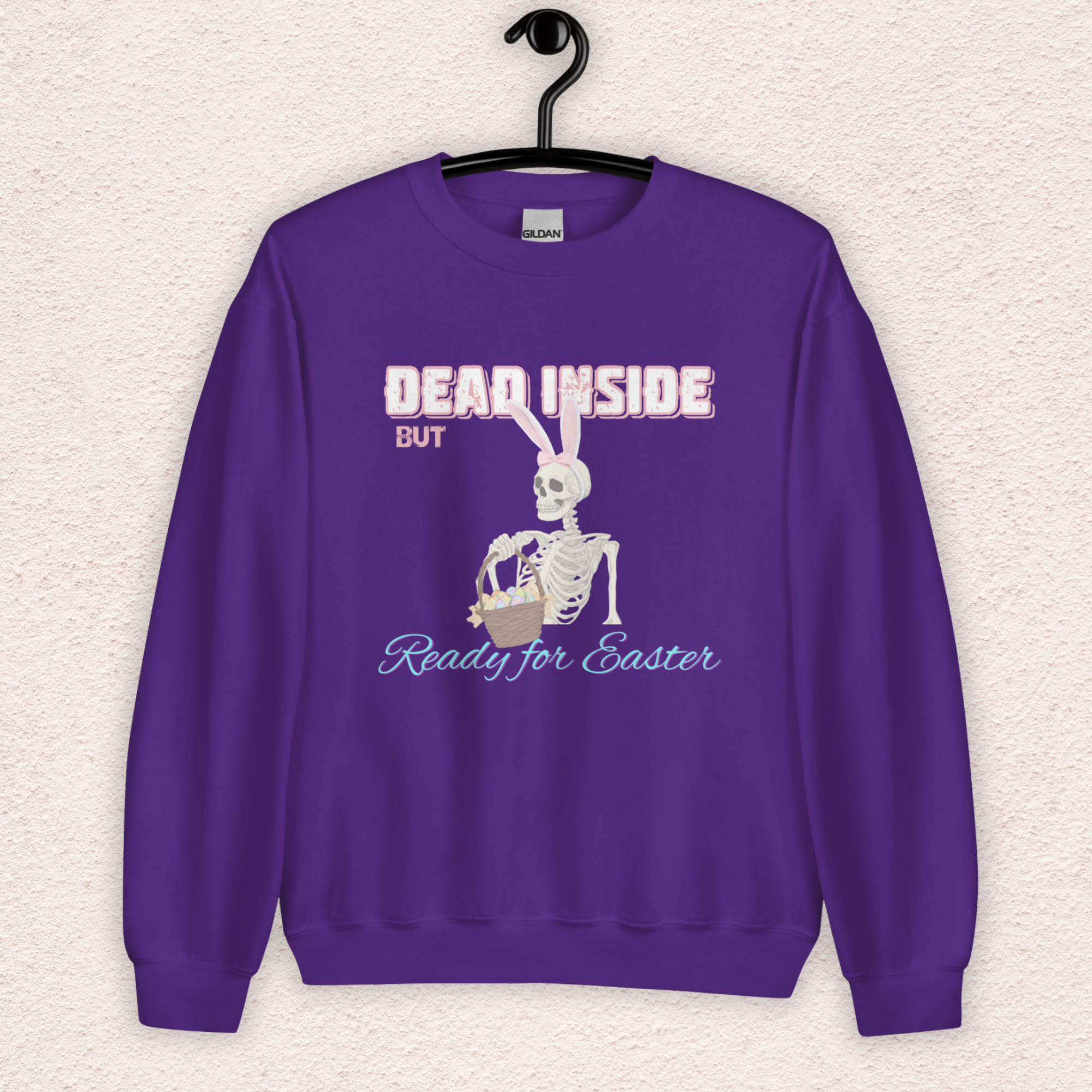 Dead Inside but Ready for Easter Sweatshirt | Funny Skeleton Bunny Crewneck | Spooky Easter Skeleton Sweatshirt | Dark Humor Easter Shirt