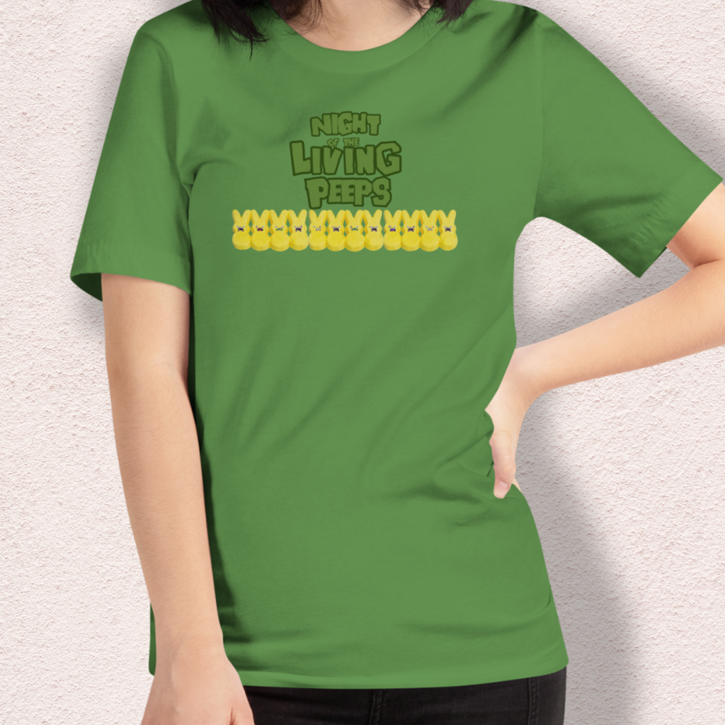 Night of the Living Peeps Easter Tee | Funny Zombie Marshmallow Bunny Shirt | Spooky Easter Candy Graphic | Bella+Canvas Unisex T-Shirt