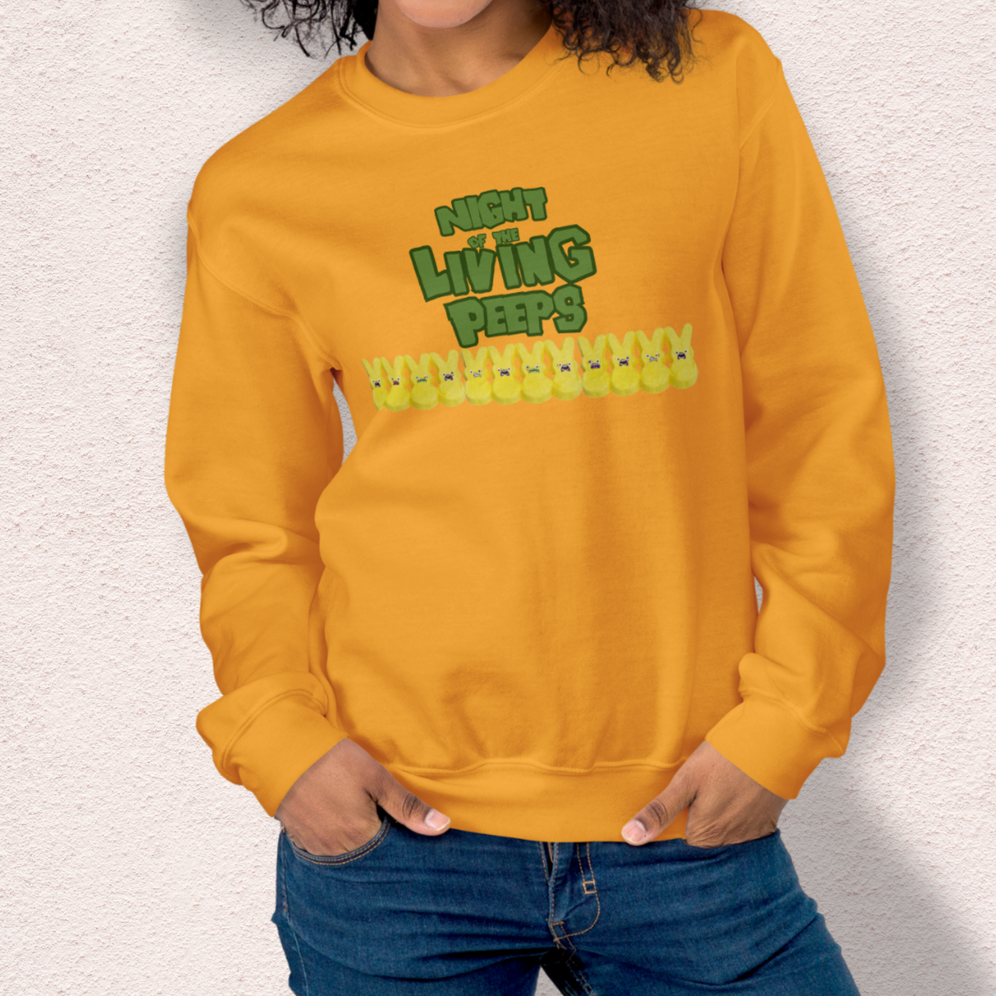Night of the Living Peeps Sweatshirt | Zombie Peeps Easter Crewneck | Funny Horror Easter Candy Sweatshirt | Spooky Spring Graphic