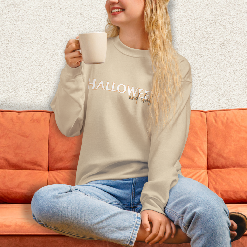 Halloween and Chill Crewneck Sweatshirt | Cozy Fall Loungewear
