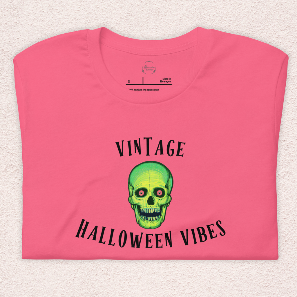 Vintage Halloween Vibes Tee | Unisex Retro Green Skull Graphic Shirt
