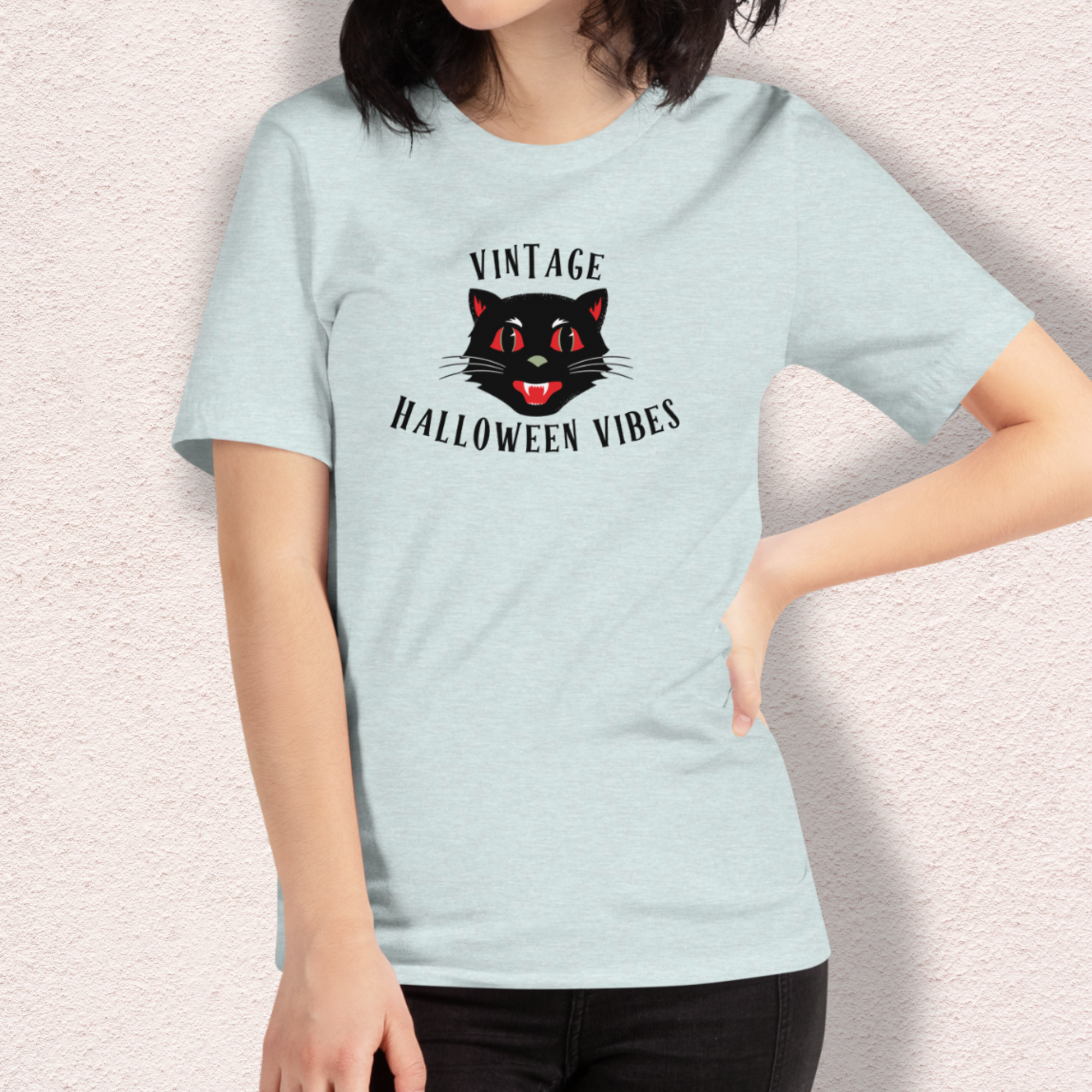 Vintage Halloween Vibes Tee | Unisex Retro Halloween Cat Graphic Shirt