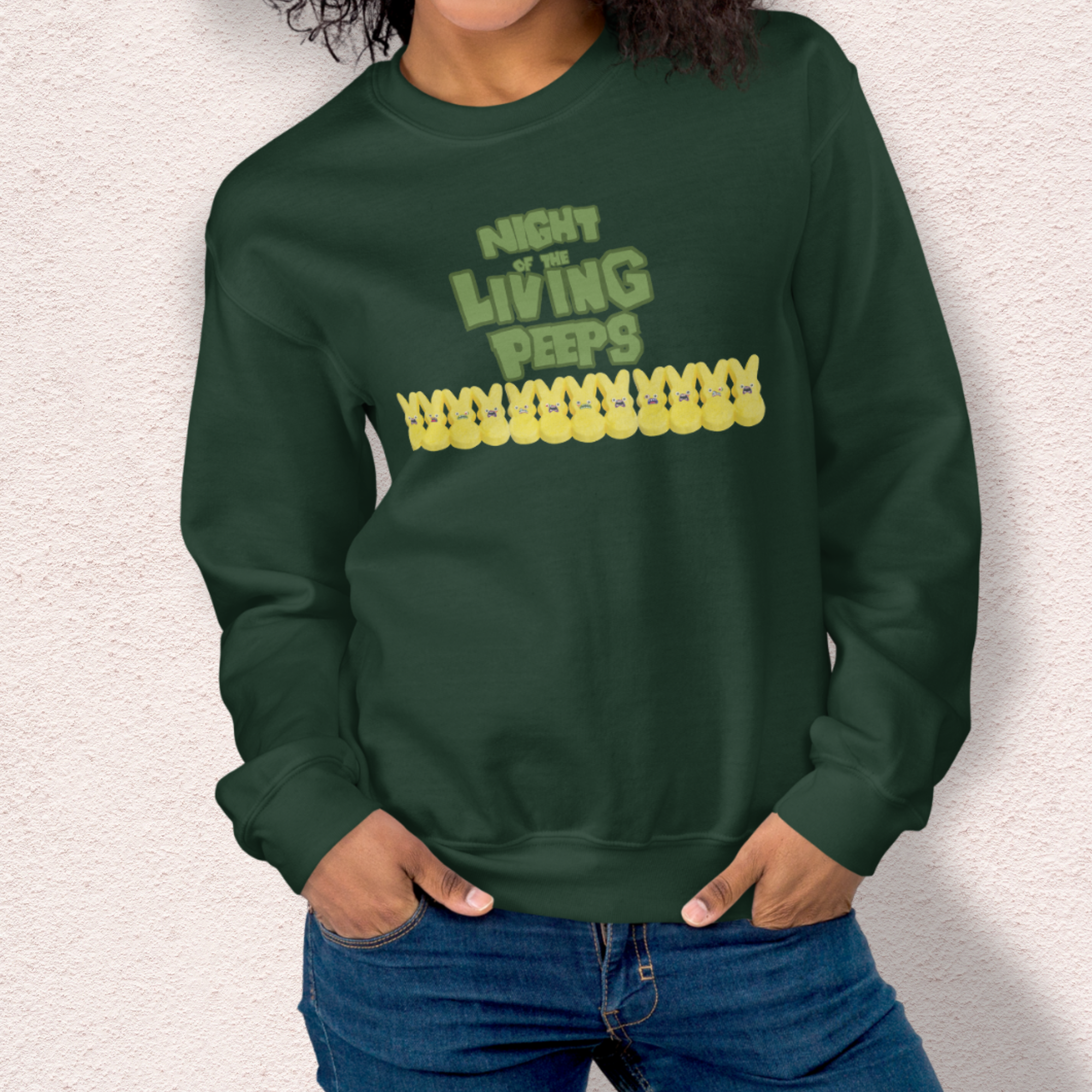 Night of the Living Peeps Sweatshirt | Zombie Peeps Easter Crewneck | Funny Horror Easter Candy Sweatshirt | Spooky Spring Graphic