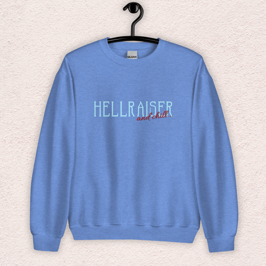 Hellraiser & Chill Sweatshirt | Horror Movie Crewneck | Gildan Heavy Blend Gothic Horror Sweatshirt